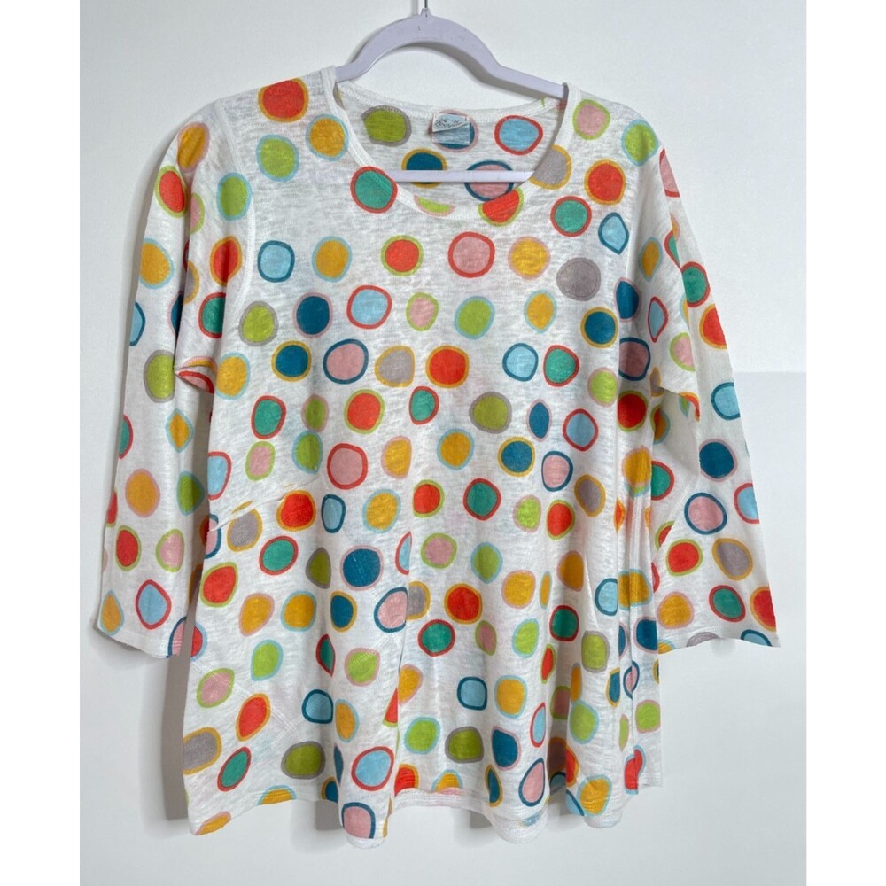 Et Lois Top Womens Medium Art To Wear Circle Colorful Soft Knit Blouse Pockets